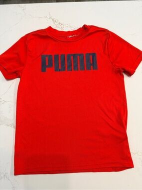 Puma Kids Red Tee with Navy Logo